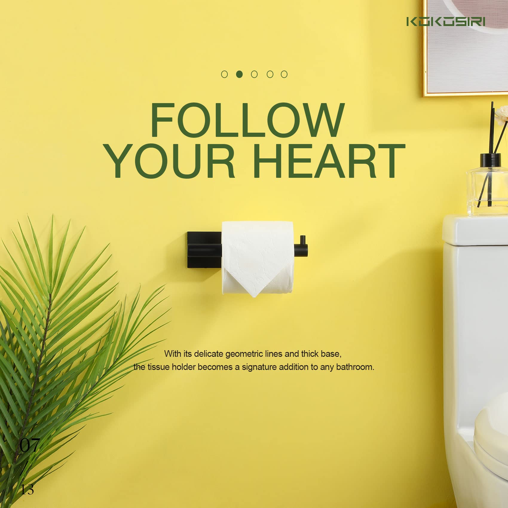 KOKOSIRI Toilet Paper Holder for Bathroom Toilet Roll Holder Hold Mega Rolls Matte Black Stainless Steel B2005BK