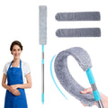 Dusters for Cleaning with 3 Microfiber Cloths – Extendable Bendable Flat Duster for Dust Removal – Washable Cleaning Tool for Shelves, Fans & Hard-to-Reach Areas