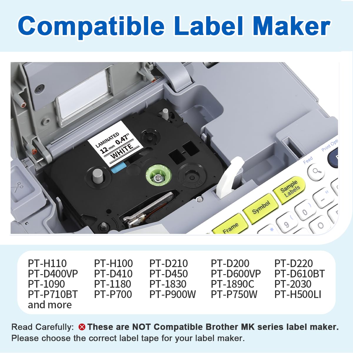 10 Pack Replace for Brother TZe-231 P Touch Label Maker Tape TZe TZ Tape 12mm 0.47 Laminated White TZe231 Compatible with Brother Ptouch PTH110 PT-D210 PTD600 PTD400AD PT-1290 Label Makers