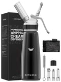 Professional Aluminum Whipped Cream Dispenser 500ml / 1 Pint, Leak-Proof Cream Whipper with 3 Decorating Tips, Food-Grade Tested, Easy Clean, N2O Chargers Compatible (Not Included)