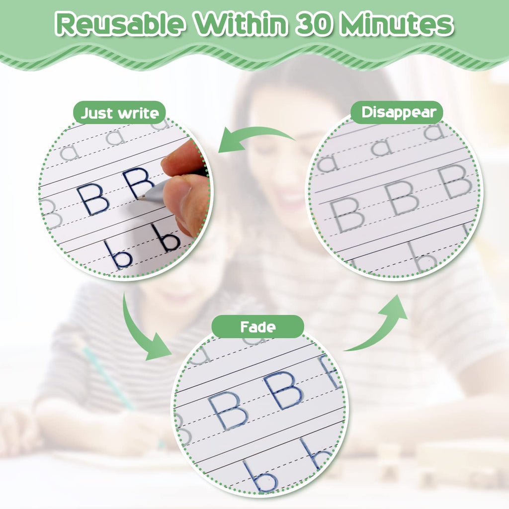 Magical Handwriting Workbooks Handwriting Practice Magic Copybook, Handwriting Aid Magic Pen Reusable Copybook Grooves Template Design for Children