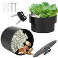 GLMFAN Flower Pot Diversion Safe with Key Lock, Secret Hidden Safe Organizer Box, Secret Safe Compartment Lock Case 2 Layer, Perfect for Hiding Key, Money, Jewelry, Watch and Passport (Black)