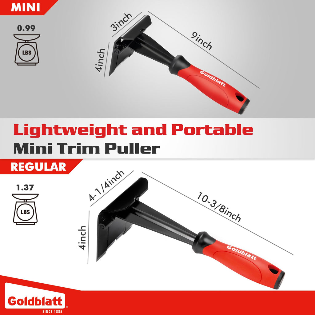 Goldblatt Trim Removal Tool, 3-Inch Baseboard Removal Tool for No-Damage The Surface, Heavy Duty Pry Bar Removal Multi-Tool for Carpet Tack Strip, Baseboard, Molding, Siding and Flooring Removal