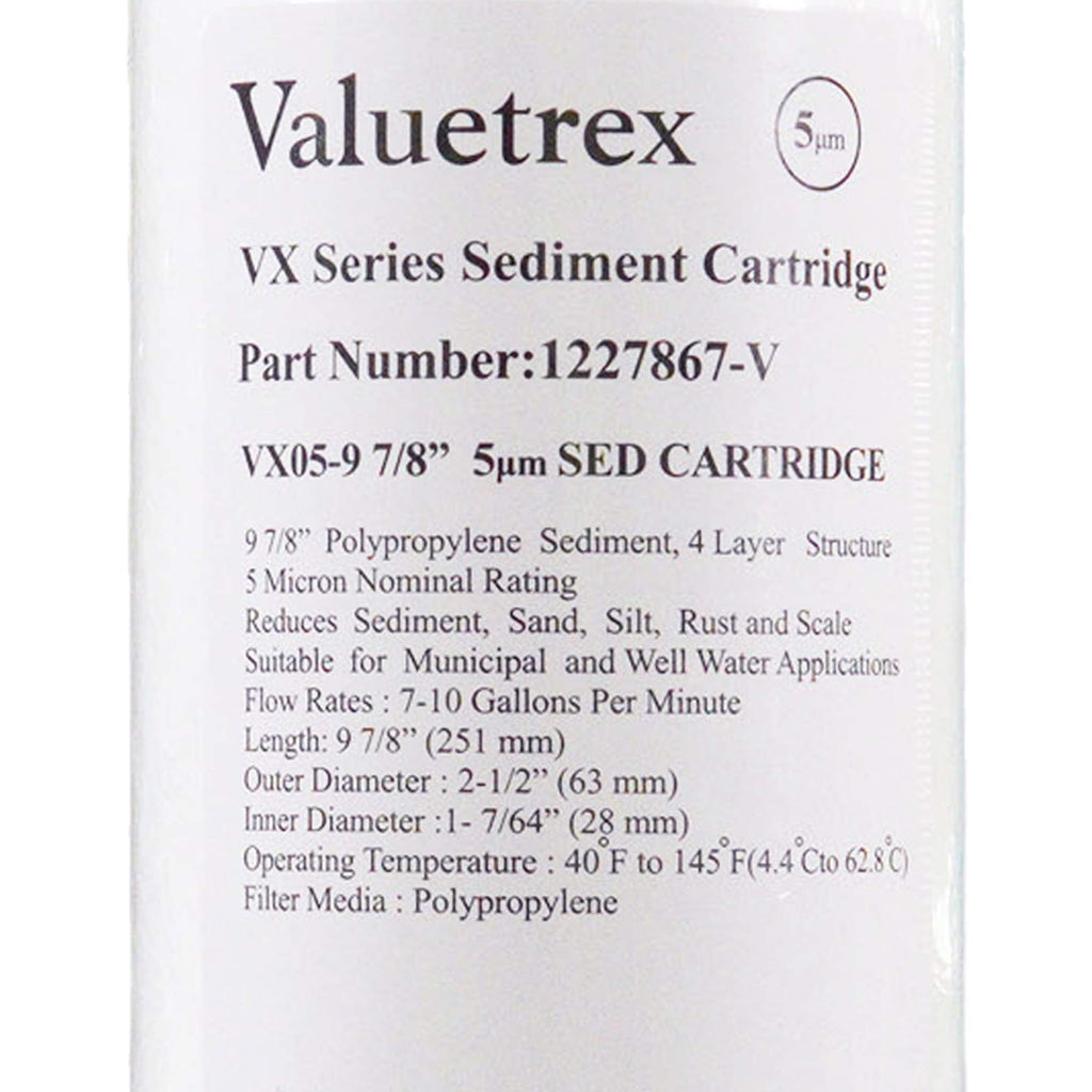 Valuetrex Filters VX05-9 7/8" 5 Micron Sediment Cartridge 4 Pack