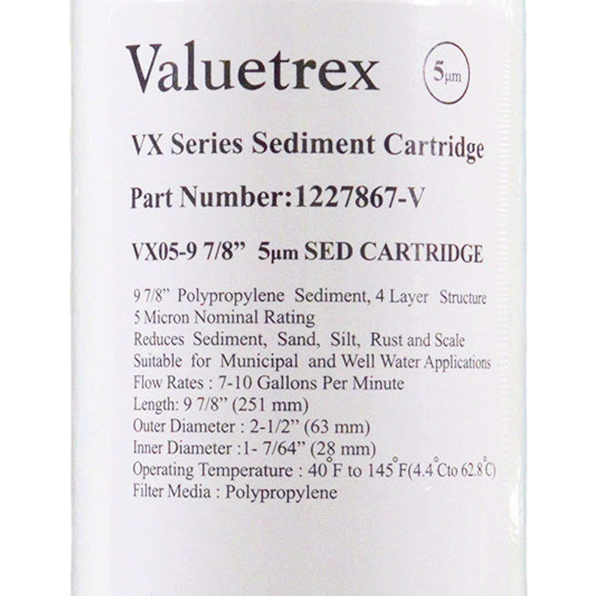 Valuetrex Filters VX05-9 7/8" 5 Micron Sediment Cartridge 4 Pack