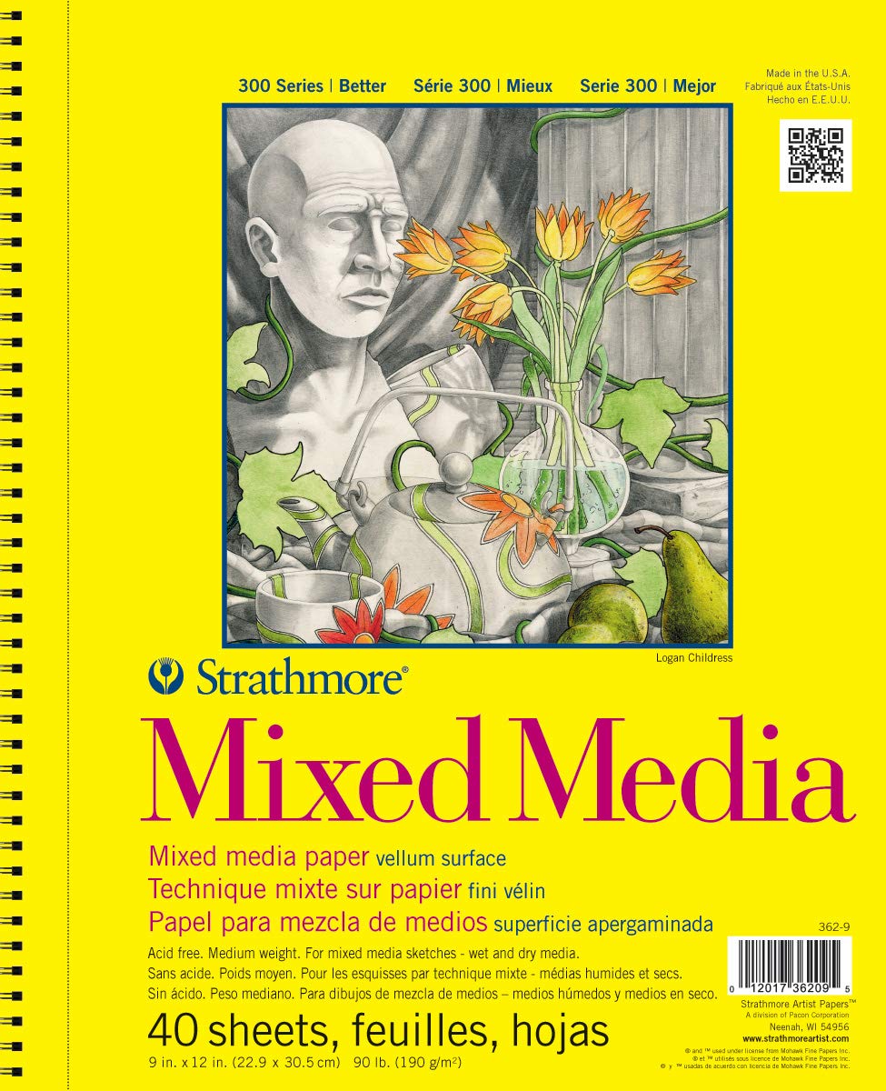 Strathmore STR-362-9 40 Sheet No.90 Mixed Media Pad, 9 by 12",White