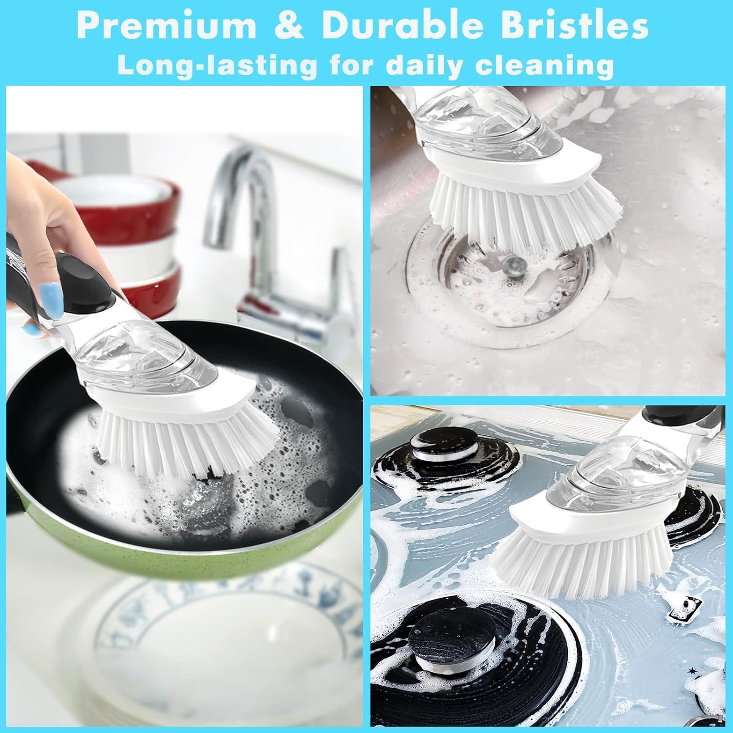 6 Pack Soap Dispensing Brush Replacement Head