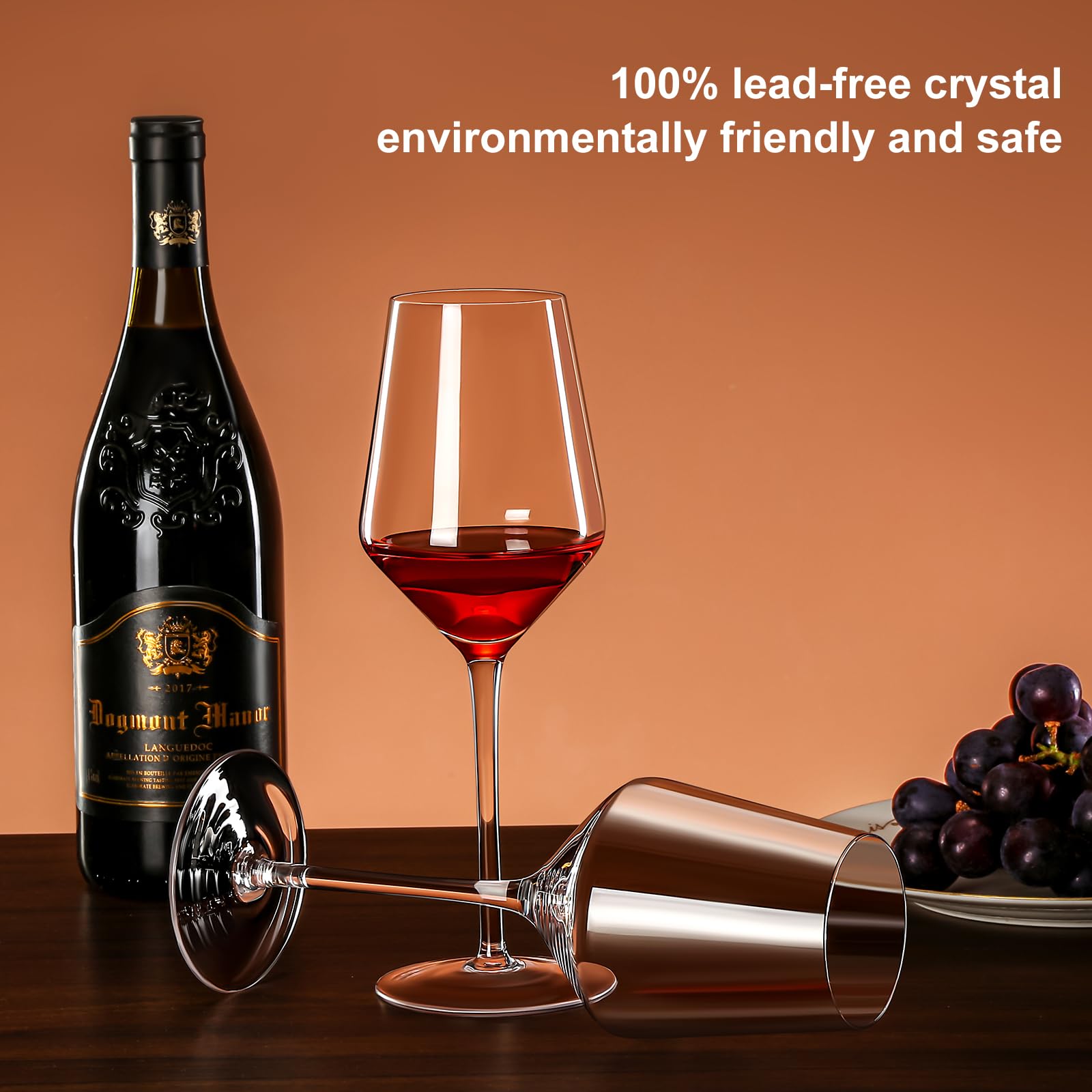 AMYOOLE Red Wine Glasses Set of 4,15 oz Lead-Free Crystal Clear Wine Glass, Hand-Blown Italian White Wine Glass, Great Gift Packaging