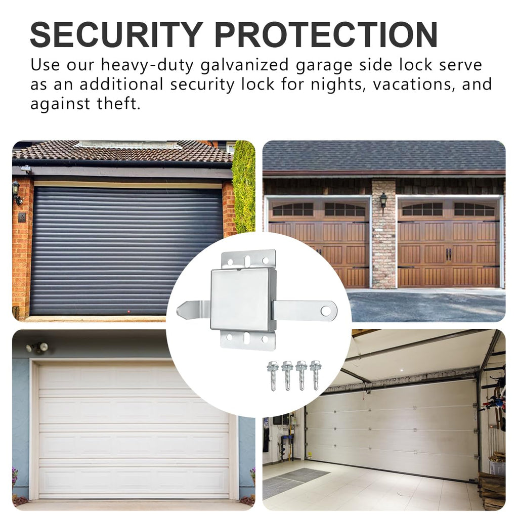 Garage Door Side Lock Heavy Duty Inside Deadlock for Most Garage Door Galvanized Steel -1pack