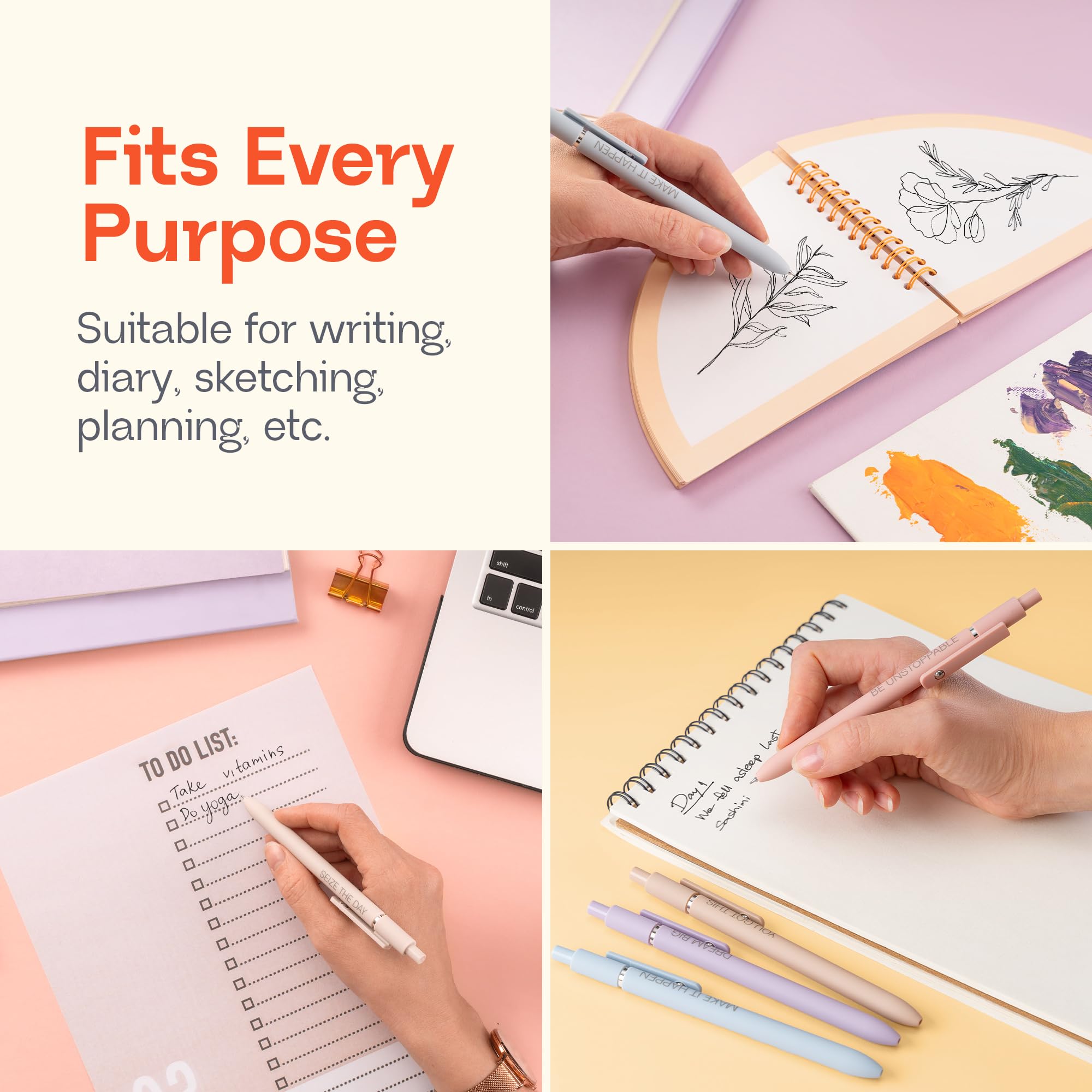 Achievers Inspirational Pen Set for Women - Motivational Quotes Office Gift for Her, Congratulations on Promotion, New Job Gifts Lady Boss Business Pens, Adult Graduation Gifts Stylish Sets (Pastel)