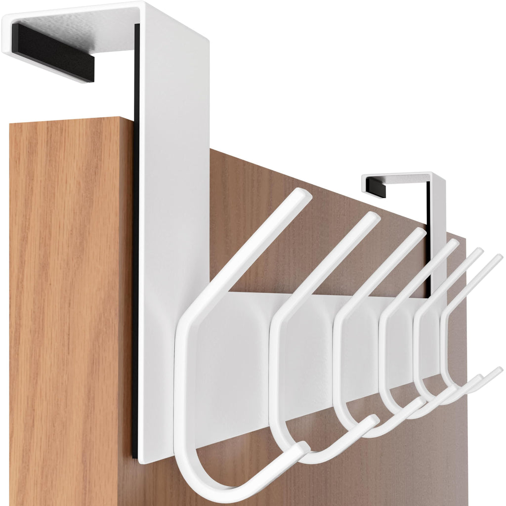 SKOLOO Over The Door Hook, Over The Door Coat Rack, Stainless Steel Over Door Coat Hanger for Hanging Clothes, Towel, Robes, Purse, Over Door Hooks for Bathroom Bedroom,White