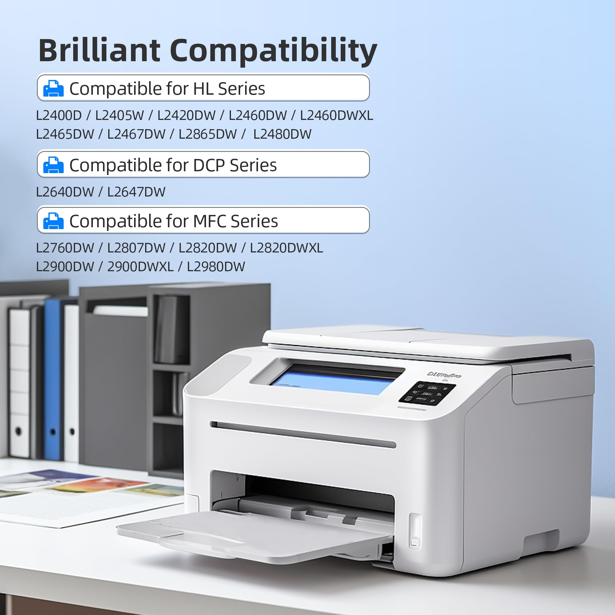 SUDLTO TN830XL Compatible for Brother TN830 XL TN 830 XL TN830BK Toner Cartridge for Brother DCP-L2640DW L2647DW MFC L2760DW L2807DW L2820DW L2900DW HL-L2400D L2405W L2420DW L2467DW Printer (2 Black)