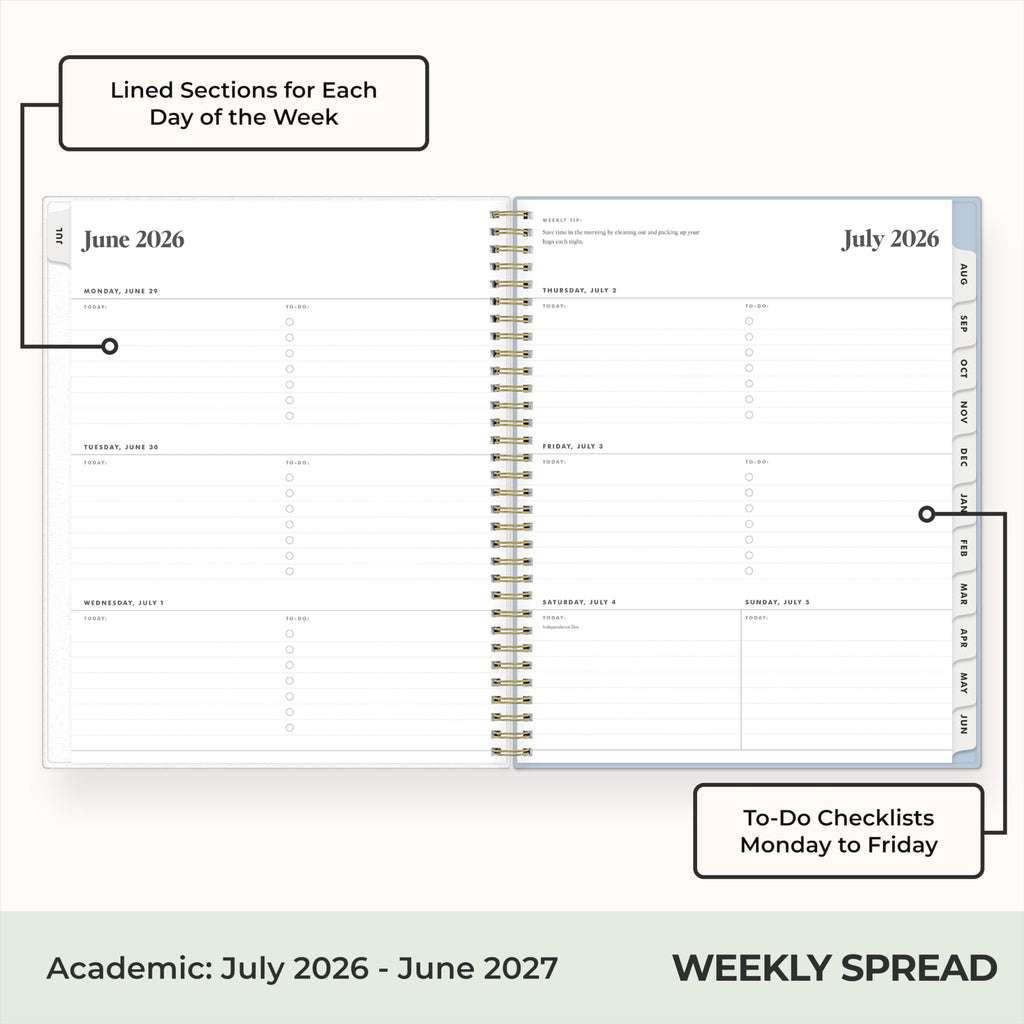 Blue Sky The Everygirl Weekly and Monthly Academic Year Planner Calendar, Flexible Cover, Wirebound, Laminated Tabs, Storage Pocket, Includes Stickers, Stratford Coastal (Stratford Coastal- 2026/2027