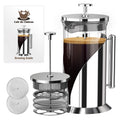 French Press Coffee Maker 34oz – Stainless Steel & Glass Coffee Press with 4-Level Filtration, BPA-Free Cafetiere for Camping or Home – Large, Durable for Hot & Cold Brew