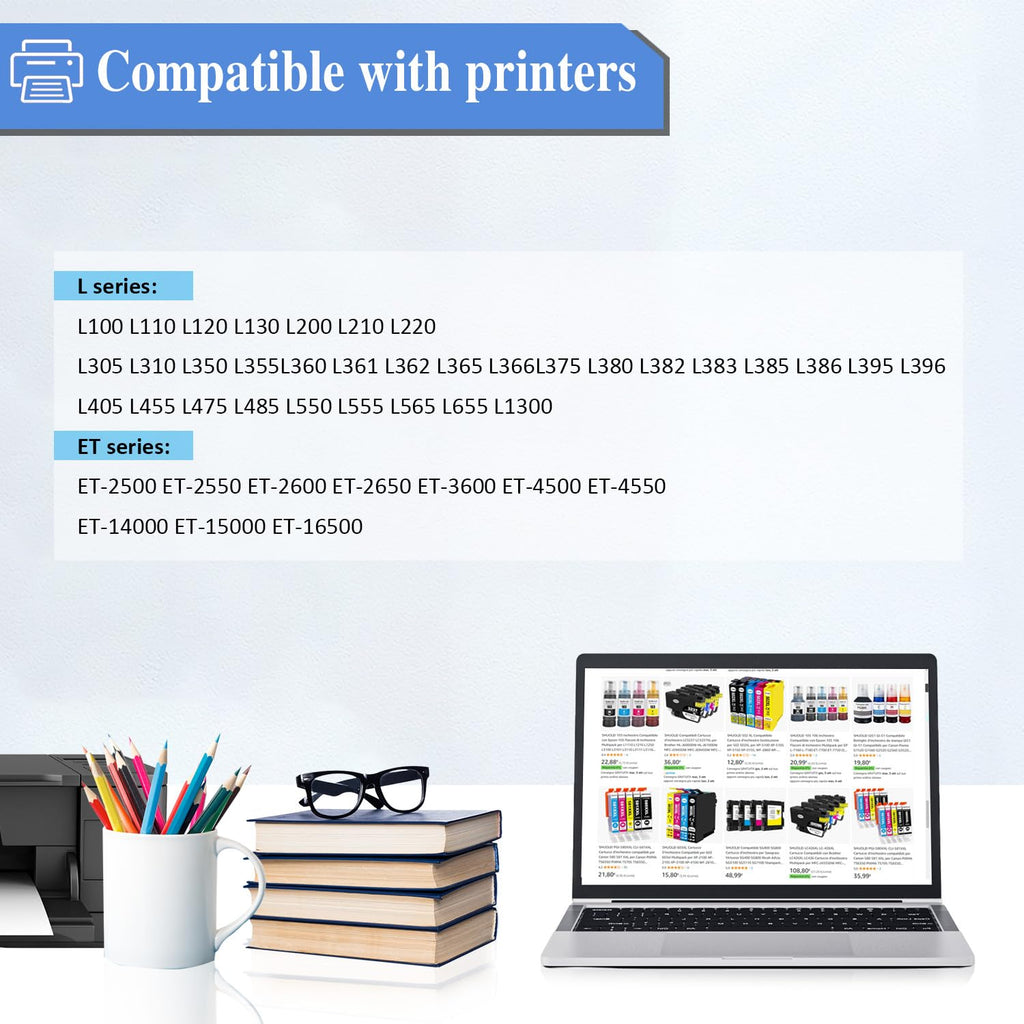 664 T664 Ink Refill Bottles Work with ET-2650 ET-2500 ET-2550 ET-2600 ET-4500 ET-14000 L100 L110 L120 L200 L210 L300 L350 L355 L550 L555 Printer(5-Pack)