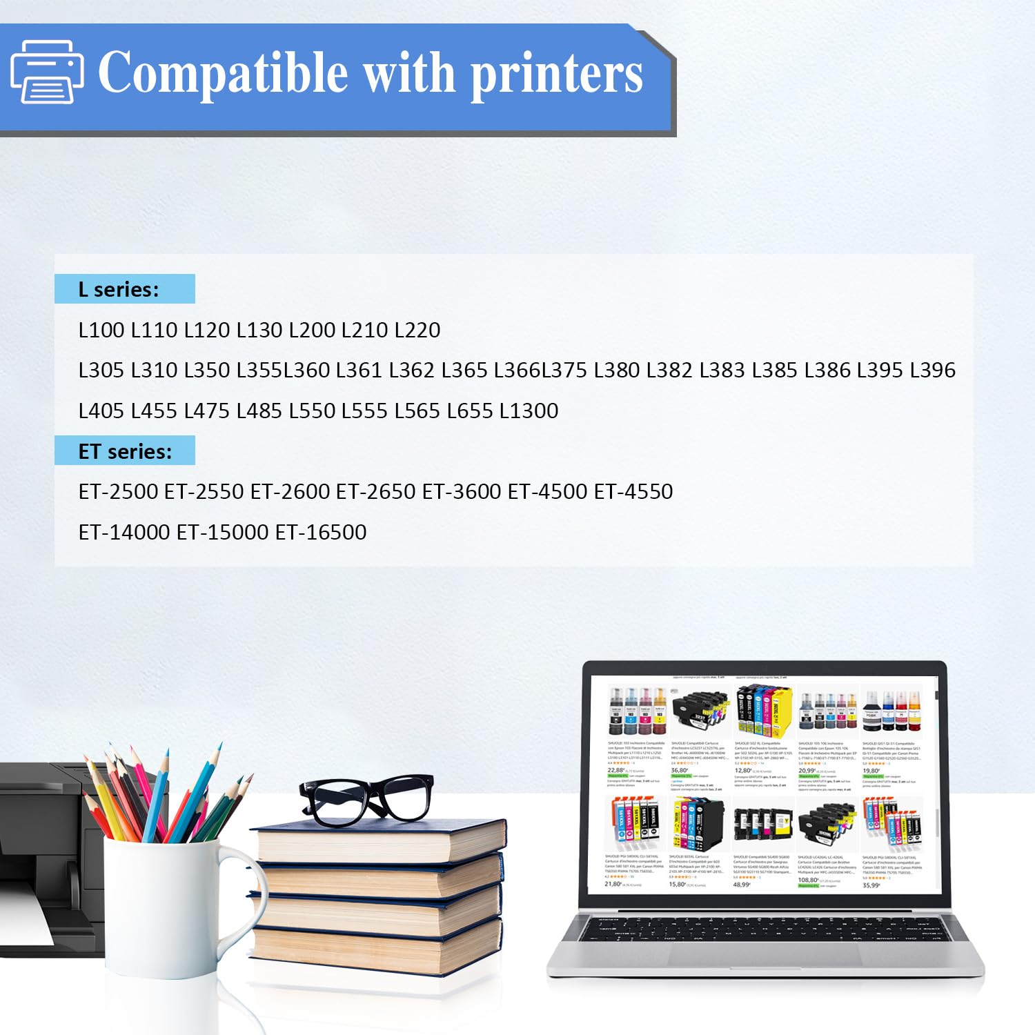 664 T664 Ink Refill Bottles Work with ET-2650 ET-2500 ET-2550 ET-2600 ET-4500 ET-14000 L100 L110 L120 L200 L210 L300 L350 L355 L550 L555 Printer(5-Pack)