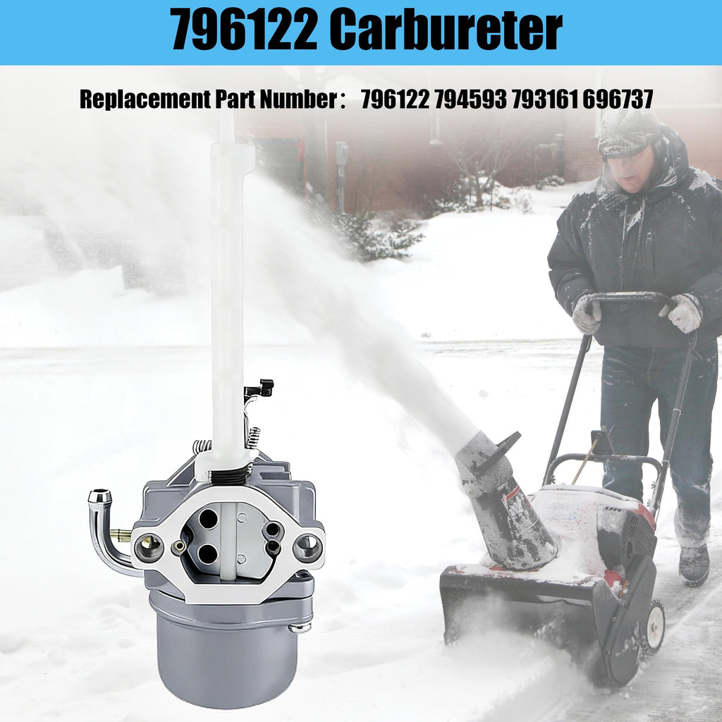 Carburetor fit for Briggs & Stratton Snowblower Replaces # 796122 794593 793161 696737 Compatible 20A114 20A414 20M114 20M107 Engines