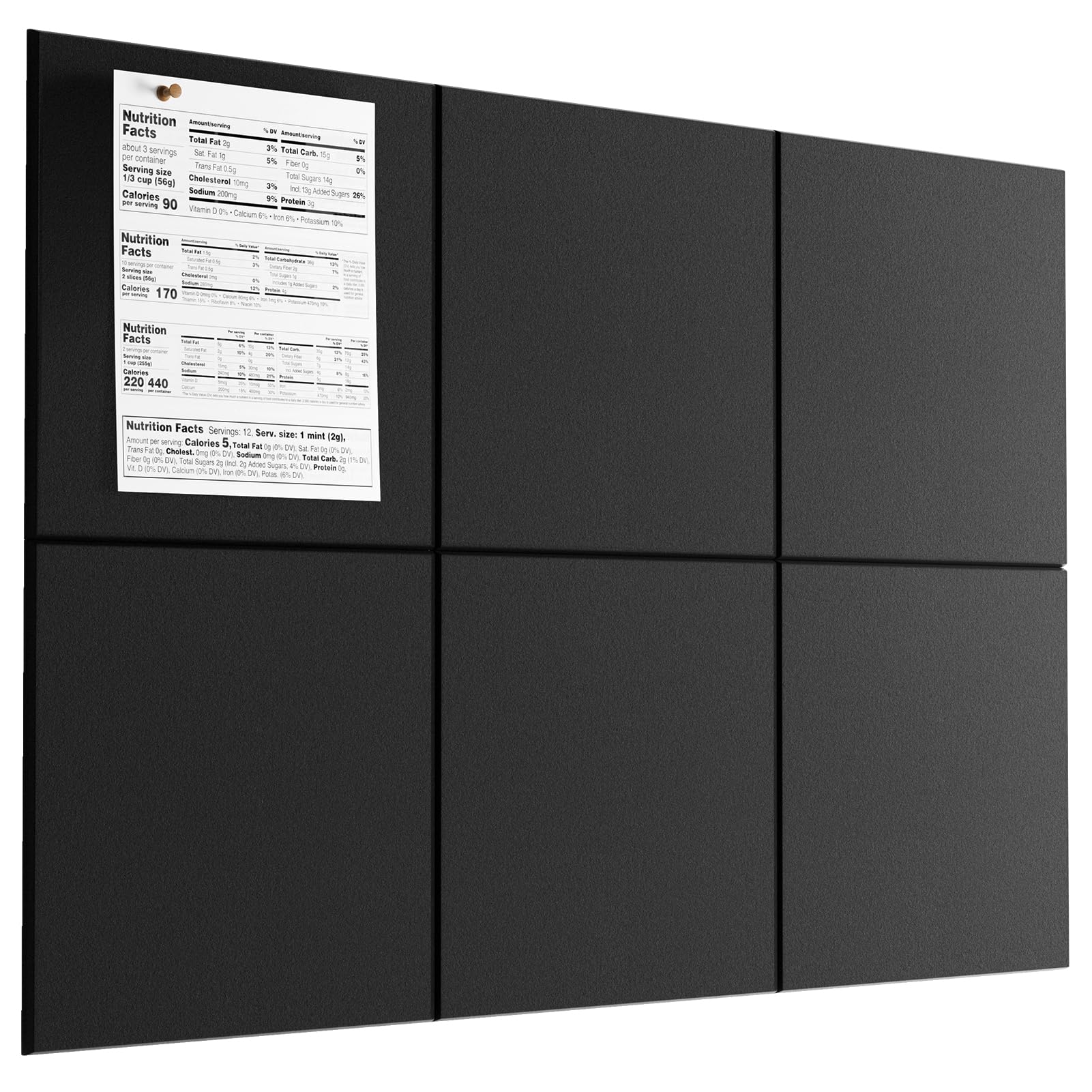 MaxGear Large Cork Board for Wall 36" x 24", Black Bulletin Board, 6 Pack Felt Wall Tiles with Pushpins, Cork Boards for Office Push Pin Board Tack Felt Board