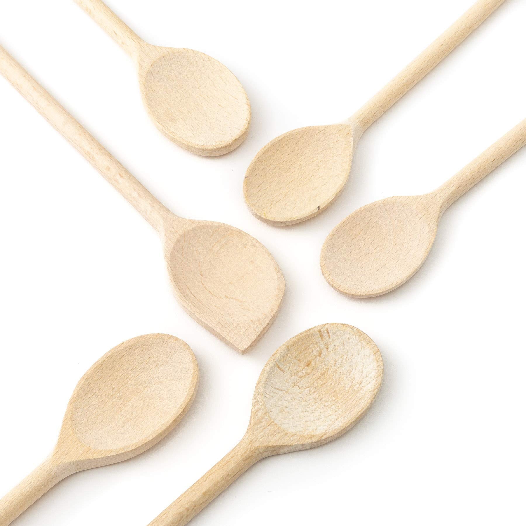 tuuli Kitchen - 6-Piece Wooden Spoons Cooking Utensils Set, Specially Designed Solid Beechwood Kitchen Spoons, Durable Wooden Utensils for Everyday Use