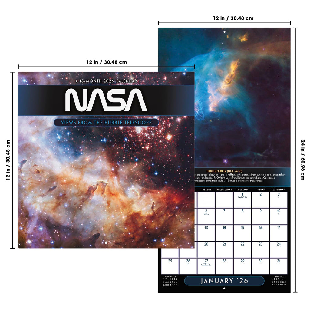 2026 NASA - Views from The Hubble Telescope Wall Calendar