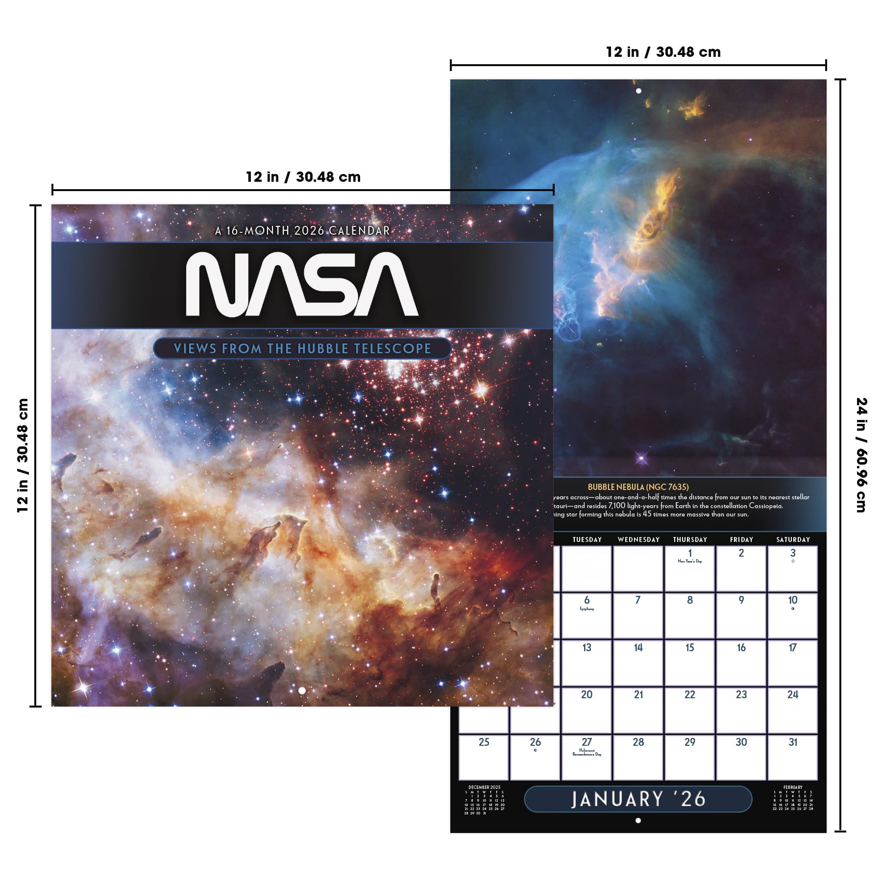 2026 NASA - Views from The Hubble Telescope Wall Calendar