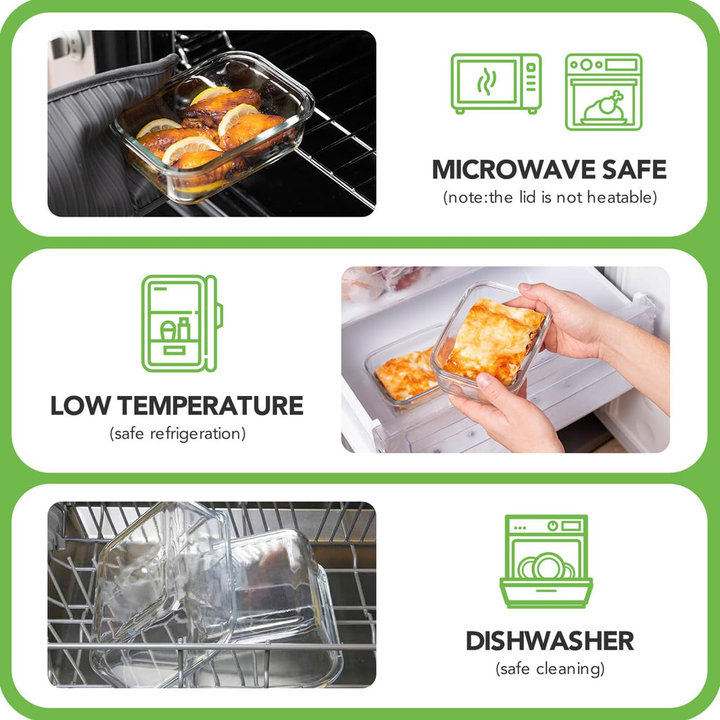Asnews 8 Pack Glass Meal Prep Containers with Lids, Glass Food Storage Containers with Snap Locking Lids, Airtight Lunch Containers for Microwave, Oven, Freezer and Dishwasher BPA Free (Blue)