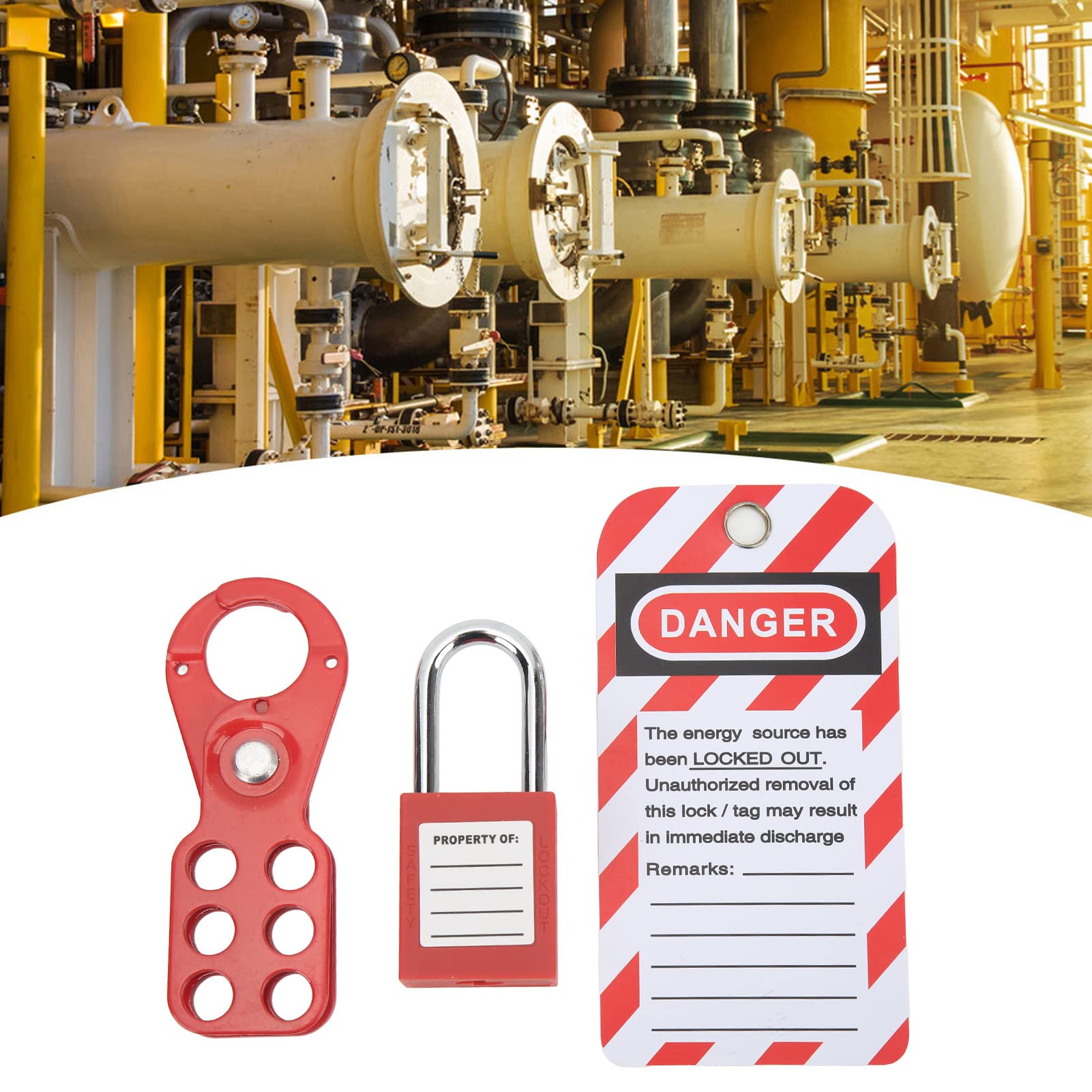 Lockout Tagout Kit with High Performance Chrome Plated Reusable Safety Hasp Padlock Loto Tag Keys Tamper Proof for Industrial Equipment(1in/25mm Shackle)