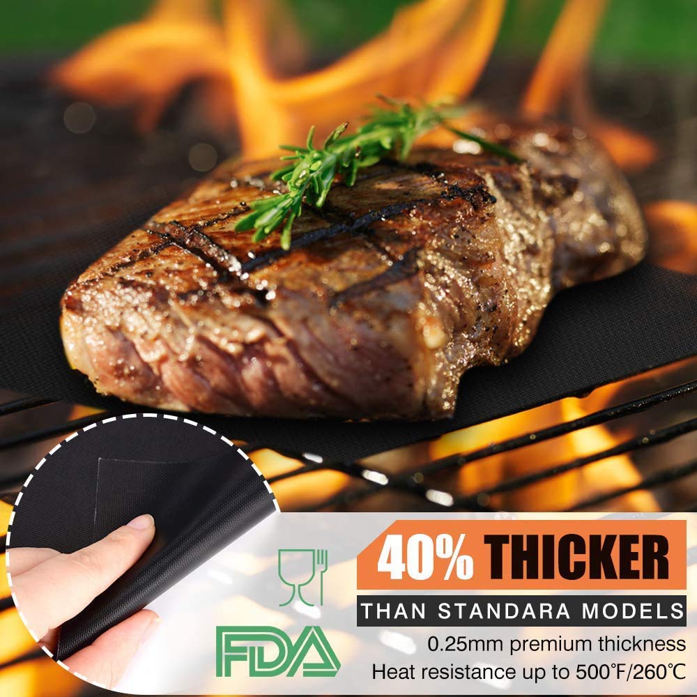 BBQ Grill Mat, Non-Stick Reusable Heat Resistant Baking Mat Pads, Durable Easy-to-Clean Sheets, PFOA-Free, Perfect for Grilling Meat, Veggies, Seafood on Gas, Charcoal, Oven, Electric Grills - 7 PCS