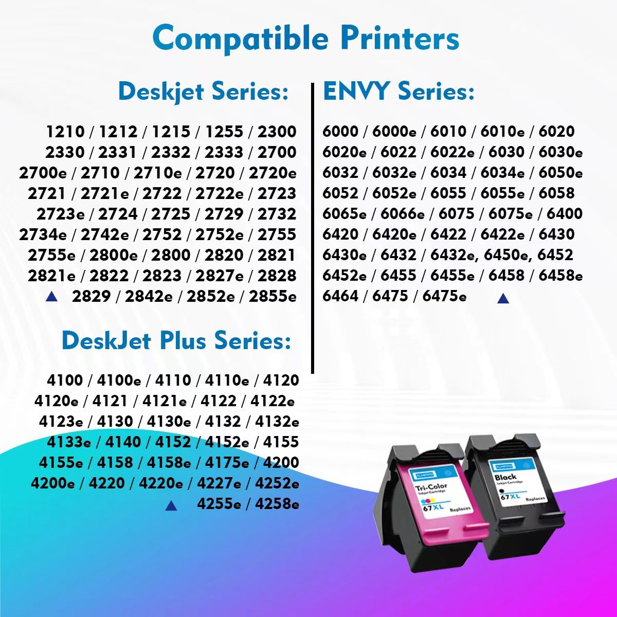 67XL Black Ink Cartridge Replacement for HP 67 XL Black HP 67 Black Ink Cartridge, HP Ink 67 Fit for DeskJet 2855e 2827e 2755e 2755 2700 Plus 4255e 4155e 4152 Envy 6455e 6455 6055e 6000 Series Printer
