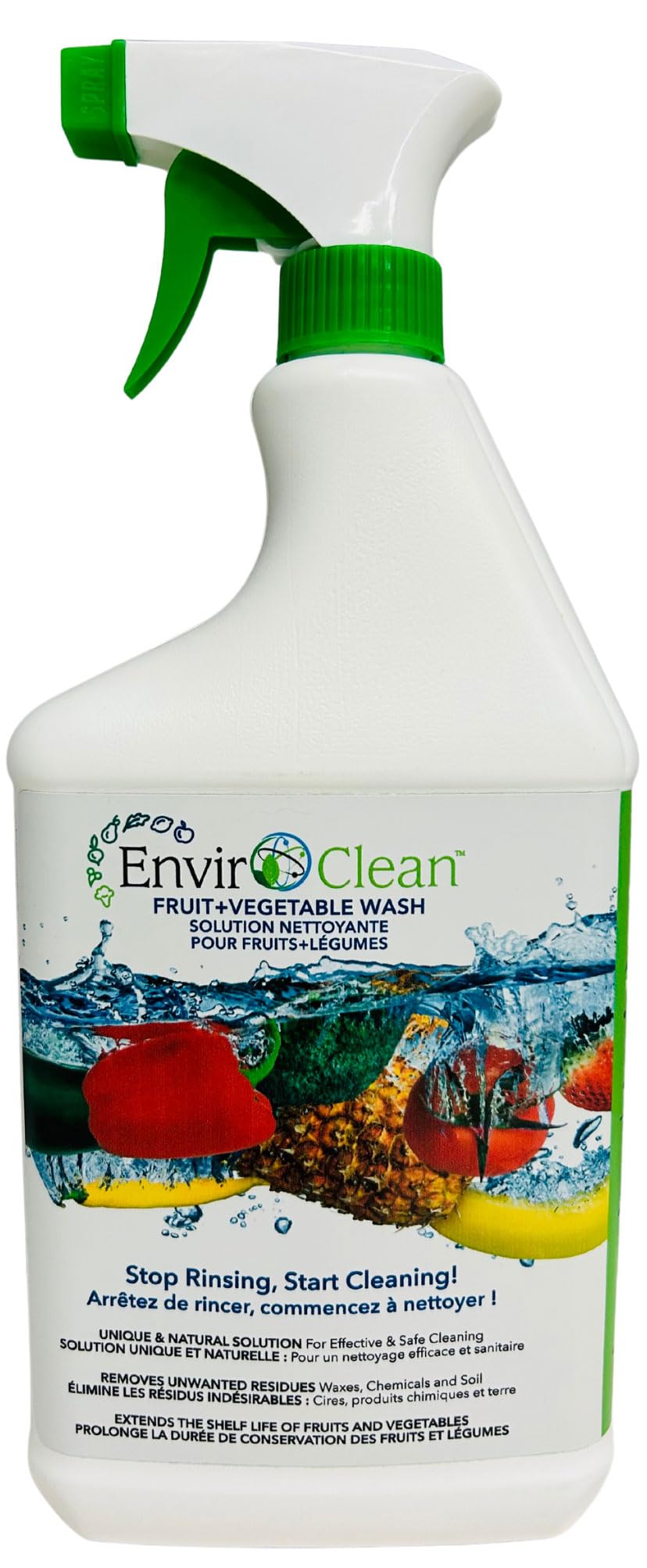 Fruit + Veggie Wash - Produce Wash & Cleaner - Fruits & Vegetable Cleaner Spray - Tasteless, Odorless & No Aftertaste - Removes Dirt and Impurities - Easy to Use Spray Bottle