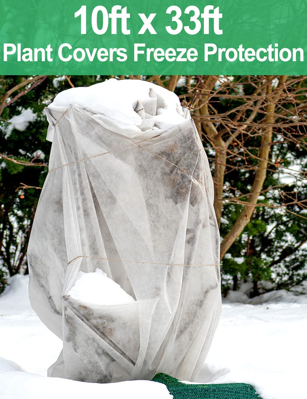 Wohohoho Plant Cover Freeze Protection 10FT x 33FT, 1.1oz/yd² Floating Row Cover, Fabric Plant Cover for Winter Frost, Anti-UV, Reusable Garden Plant Blanket for Vegetable Fruits Protection