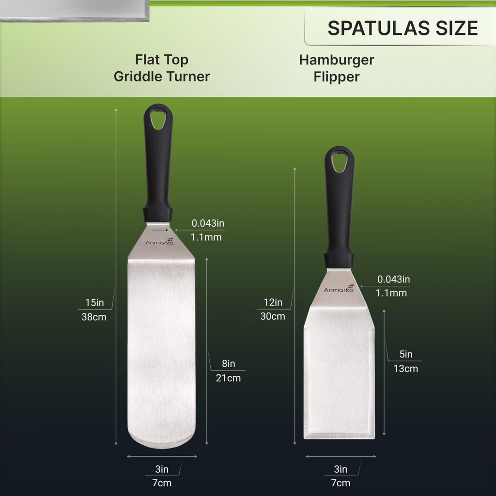 Professional Stainless Steel Spatula Set - Pancake Flipper - Hamburger Turner and Griddle Scraper - Metal Utensil Great for BBQ Grill Flat Top – Commercial Grade