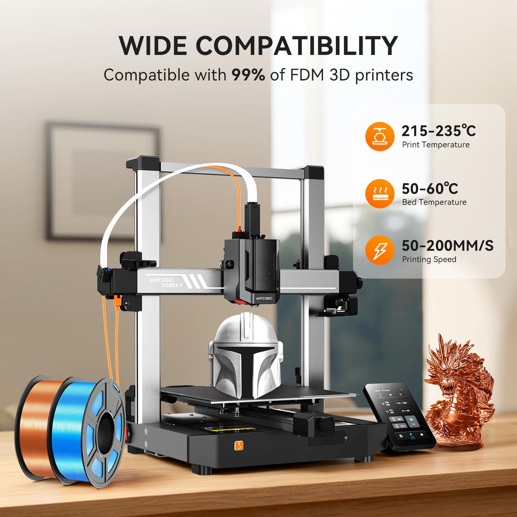 TECBEARS Shiny Silk PLA Filament 1.75mm, Silk Light Gold 1KG, High Gloss Surface 3D Printer Filament, Dimensional Accuracy +/- 0.02mm, 1kg Spool(2.2lbs), Fits for Most FDM 3D Printers