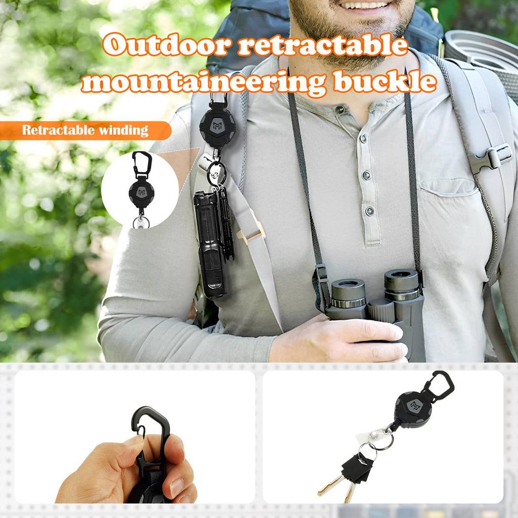 4 Pack Retractable Keychain Heavy Duty Carabiner Badge Holder with 23.6 inch Cord Sturdy Badge Reel ID Holder Extendable Key Ring for Men Home
