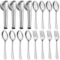 Pleafind 16 PCS Stainless Steel Serving Utensils Set With Spoons, Slotted Spoons, Forks and Tongs for Parties, Buffet, Banquet