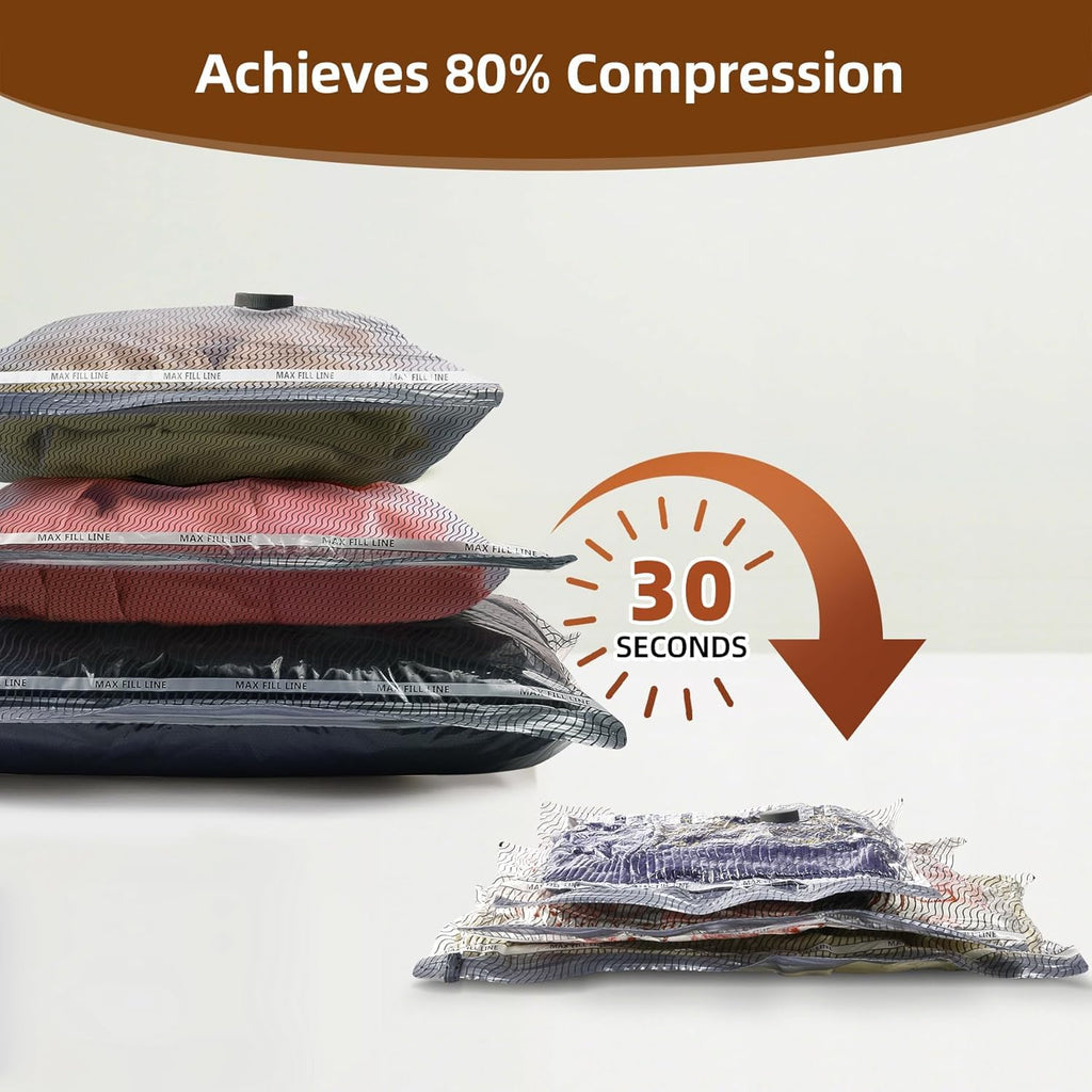 Travel Vacuum Storage Bags,9 Pack Carry-On Size for Luggage and Suitcase,Vacuum for Bags Storage,Space Saver for Clothes & Clothing - 80% Space Saver(No pump)