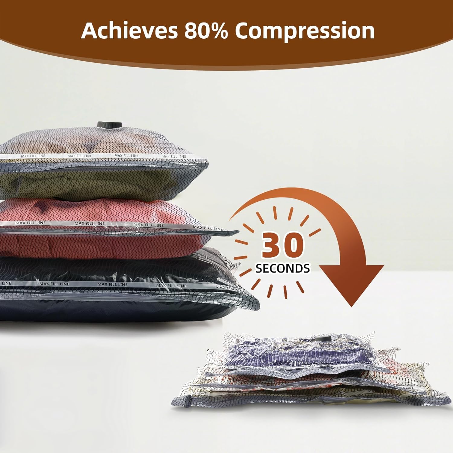 Travel Vacuum Storage Bags,9 Pack Carry-On Size for Luggage and Suitcase,Vacuum for Bags Storage,Space Saver for Clothes & Clothing - 80% Space Saver(No pump)