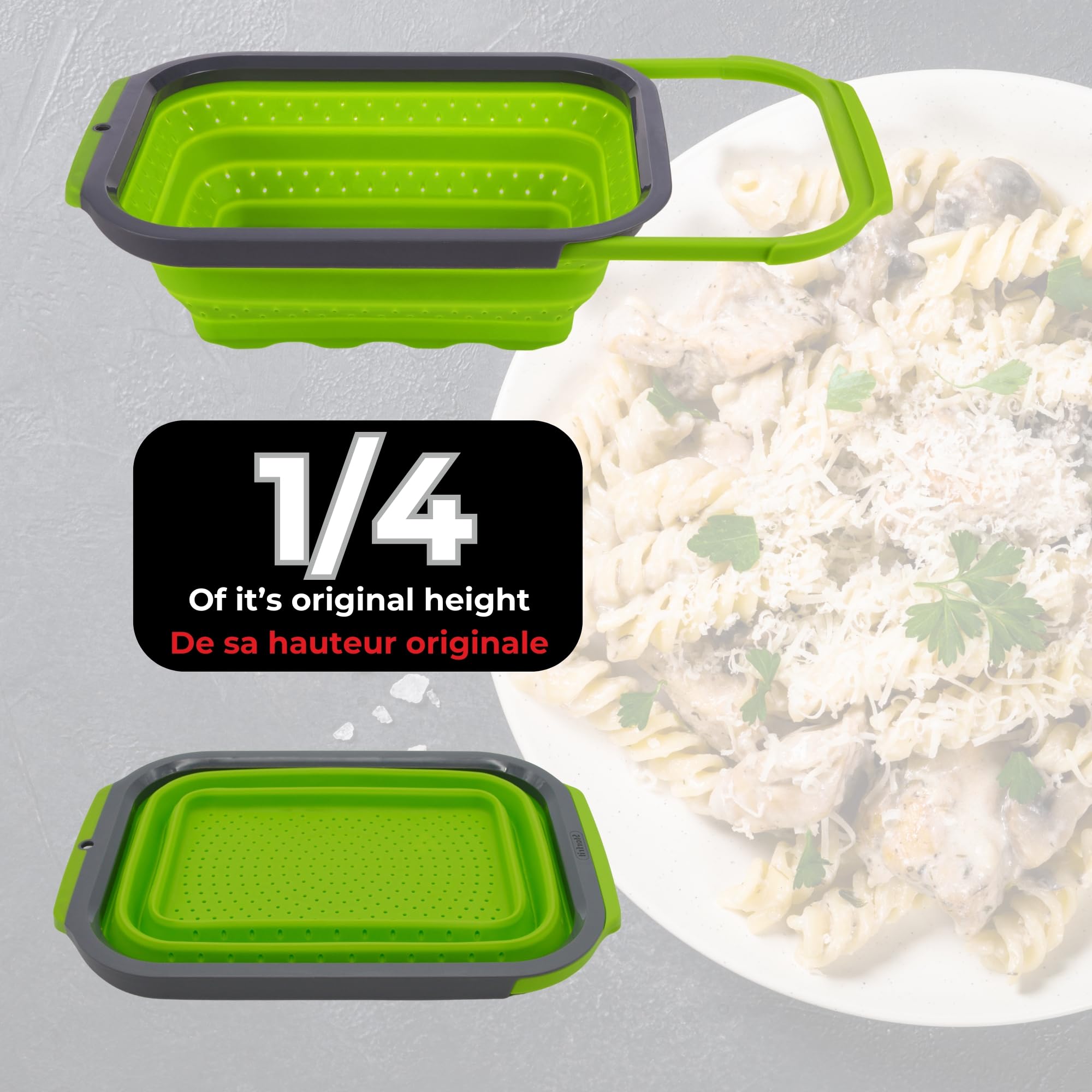 Starfrit Collapsible Over-The-Sink Colander - 6 Qt - Space Saver - Efficient Draining - Extendable Handles to Fit Over Most Sinks - Space Saver, Compact Storage - Dishwasher Safe