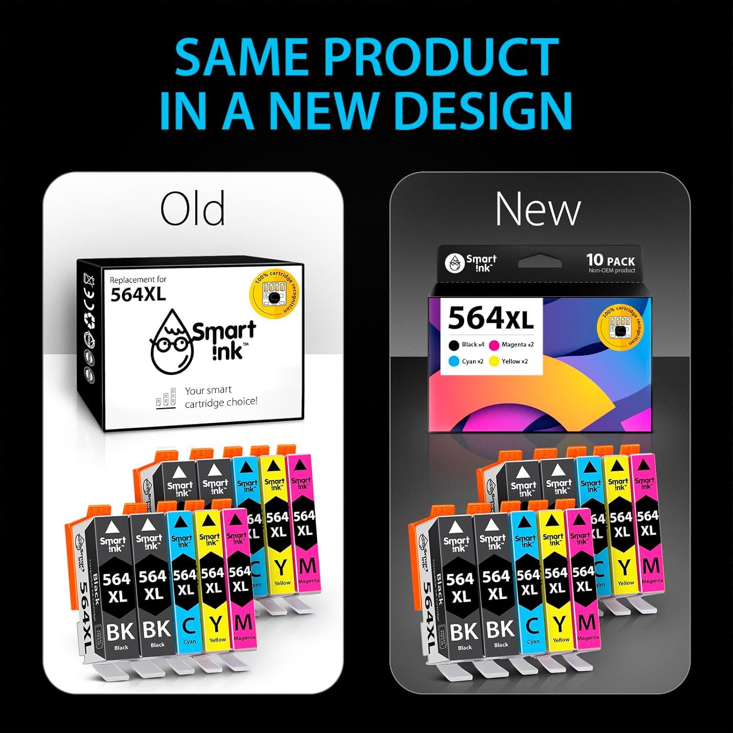 Smart Ink Compatible Ink Cartridges for HP 564 XL 564XL High Yield 10 Pack(4BK & 2C/M/Y) for HP 3520 3521 3522 3070A 4610 4620 4622 5510 5512 5515 5520 5522 5525 6510 6515 6520 6525 B209a B210a B210e