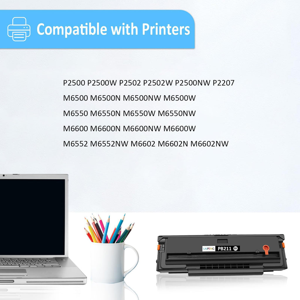 LAIPENG PB211 PB-211 PB 211 PB-211EV Compatible Toner Cartridge for P2500W P2502W M6500NW M6550NW M6600NW M6552NW M6602NW Printer Yeilds up to 1600 Pages (Black 1-Pack)