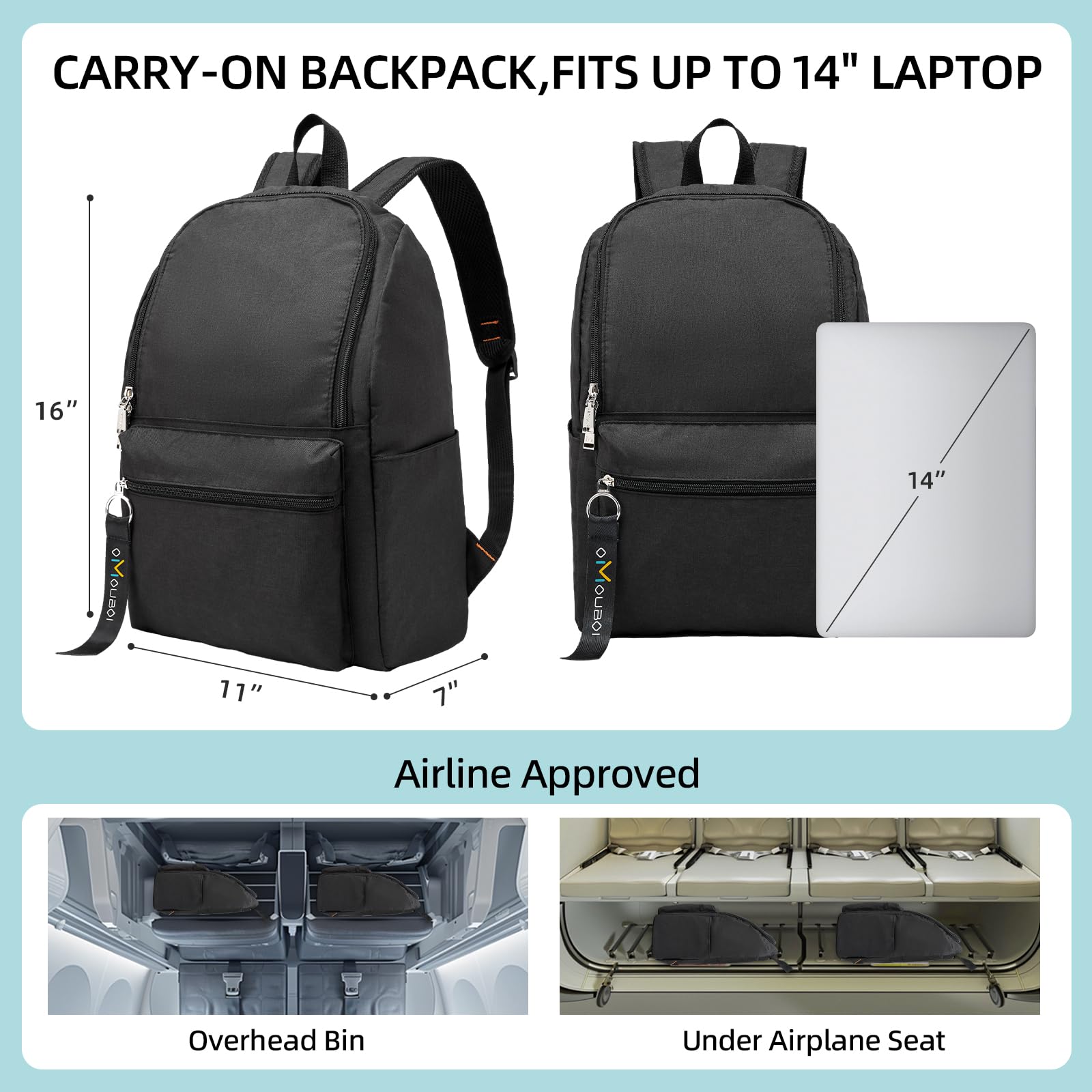 OMOUBOI Casual Backpack, Laptop School Travel Backpack for Women & Men, Superbreak Backpack Fits Tourism Business (Black)