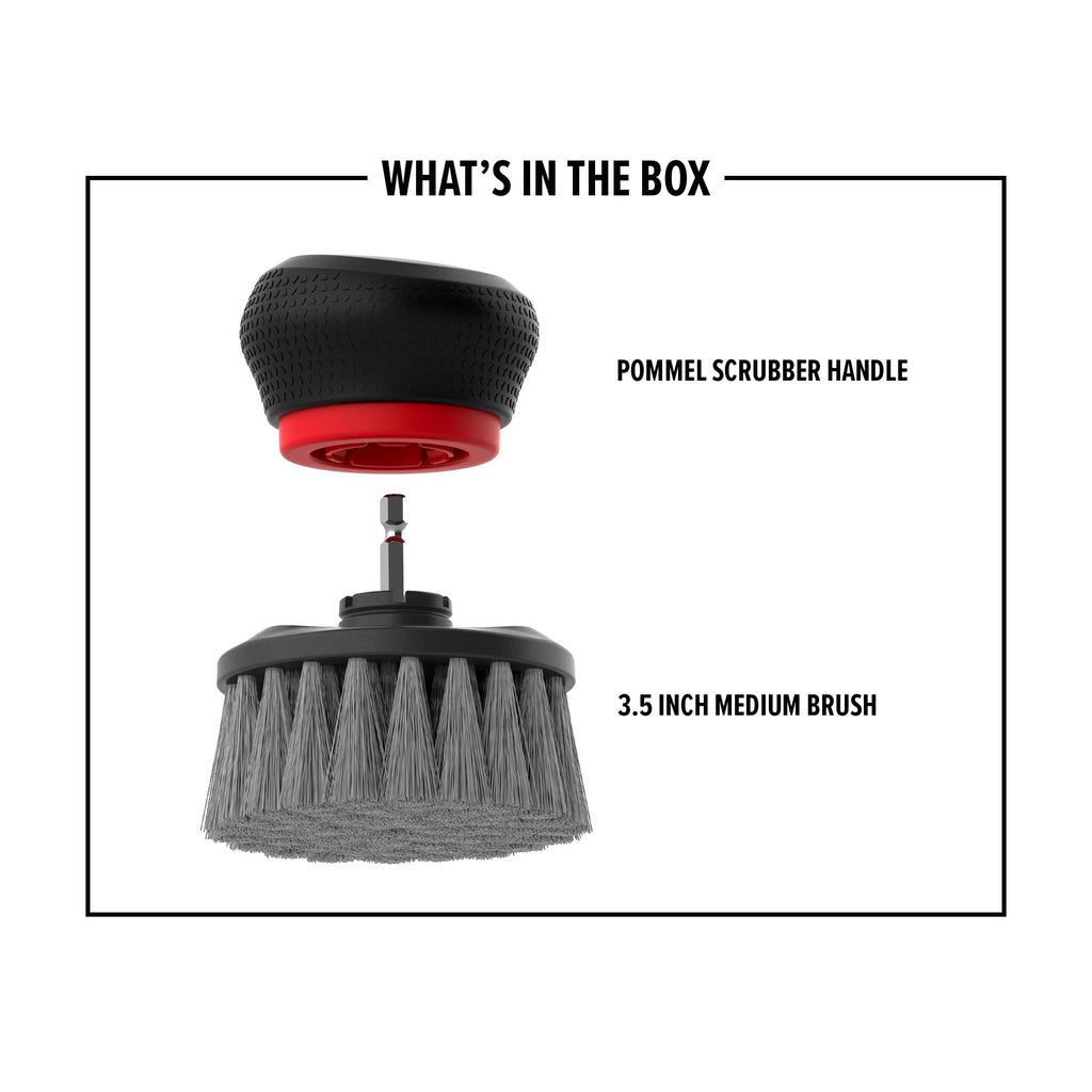 Dirt Devil Handheld Pommel Scrubber Cleaning Brush, 3.5" Medium Bristle Head Included, General Purpose Cleaning, Comfortable Grip, Interchangeable Brushes, AD80000, Black