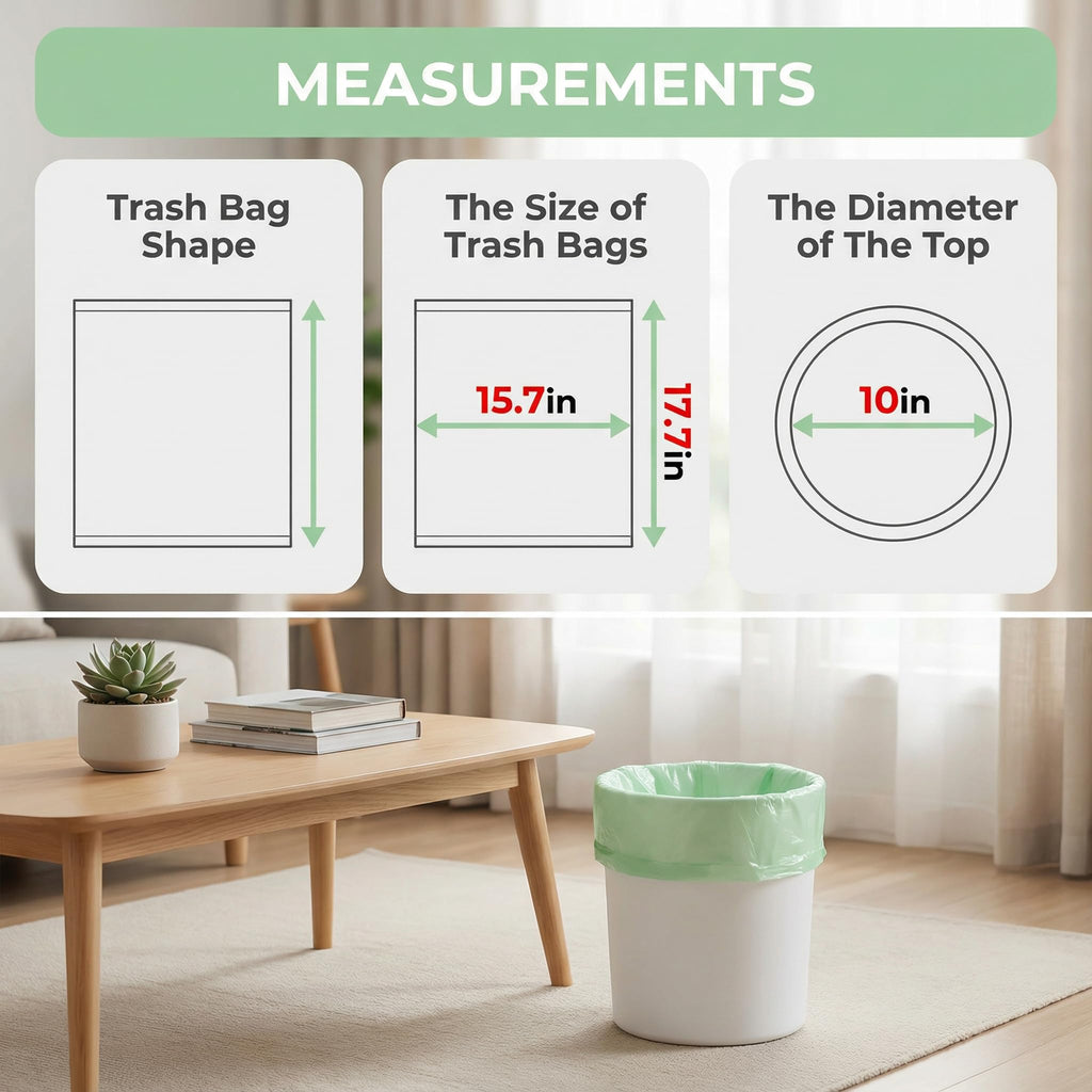 1.2 Gallon Small Trash Bags: Small Garbage Bags 4.5L Trash Bags Wastebasket Liners Bags for Kitchen Bathroom Office (150 Counts, Green)