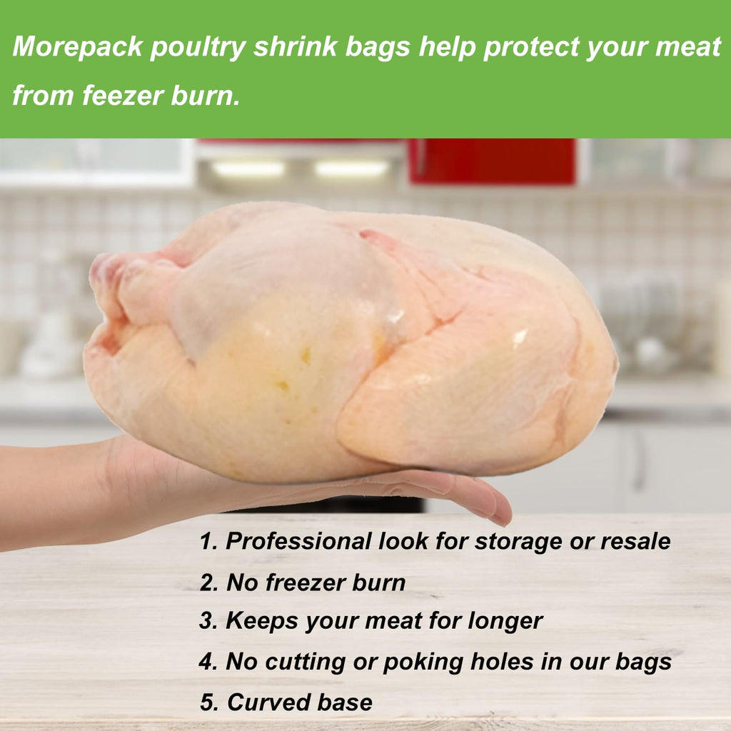Turkey Shrink Bags,50 Pcs 14x23 Inches Clear Poultry Shrink Bags Freezer with 50 Zip Ties and a Silicone Straw for Chickens,Turkey,Rabbits