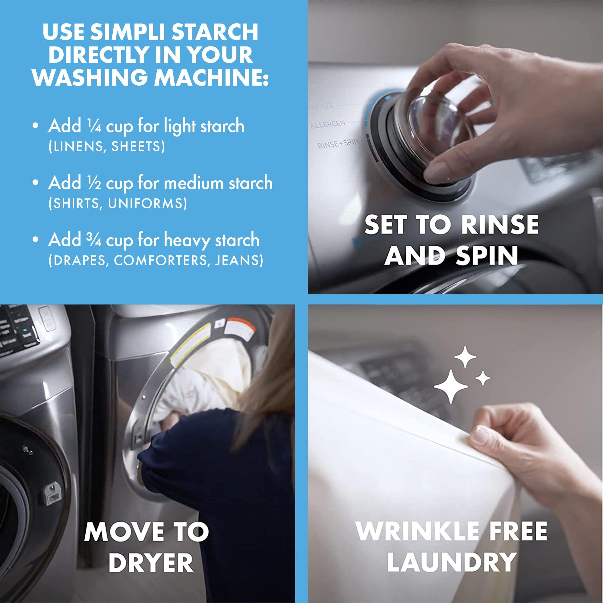 Simpli Starch® Dry Mix Makes Super Concentrated Liquid Starch For Laundry. Ideal Refill For Non-Aerosol Spray Bottles & Travel, Perfect For Crafts - Pack- 8oz (1)