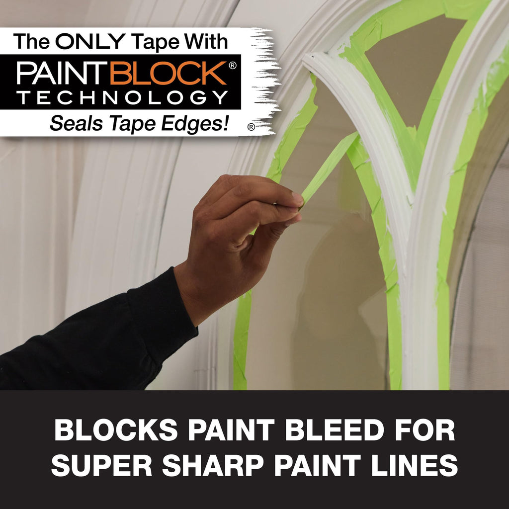 FrogTape Advanced Painters Tape, 1.5 Inch Wide (1.41-Inch x 45-Yard) Multi-Surface Tape with PAINTBLOCK, Conforms Around Curves & Contours, Tear-Free Removability, 2 Rolls, Green