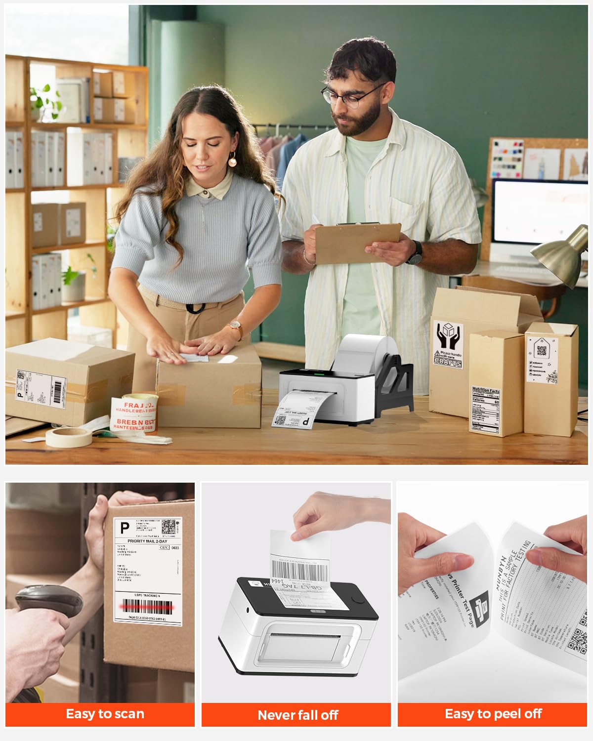 MUNBYN 4x6 Direct Thermal Roll Shipping Labels 500 Pics for Address Mailing Postage USPS UPS FedEx Amazon Canada Post Shipping Labels, Commercial Grade 500 Labels/1 Rolls
