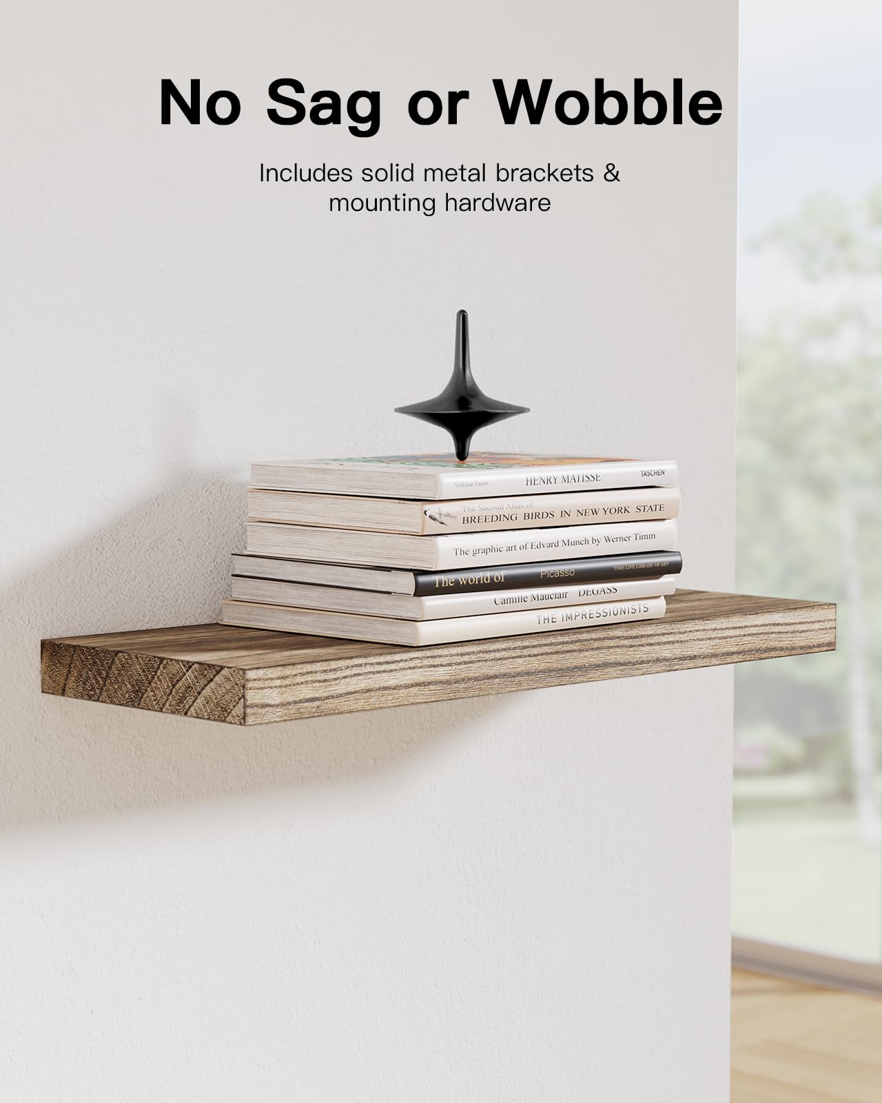 AMADA HOMEFURNISHING Floating Shelves, Paulownia Wood Wall Shelves for Bathroom/Living Room/Bedroom/Kitchen/Home Office, Natural Wood Wall Shelf for Home Storage & Organization, Set of 4, AMFS40