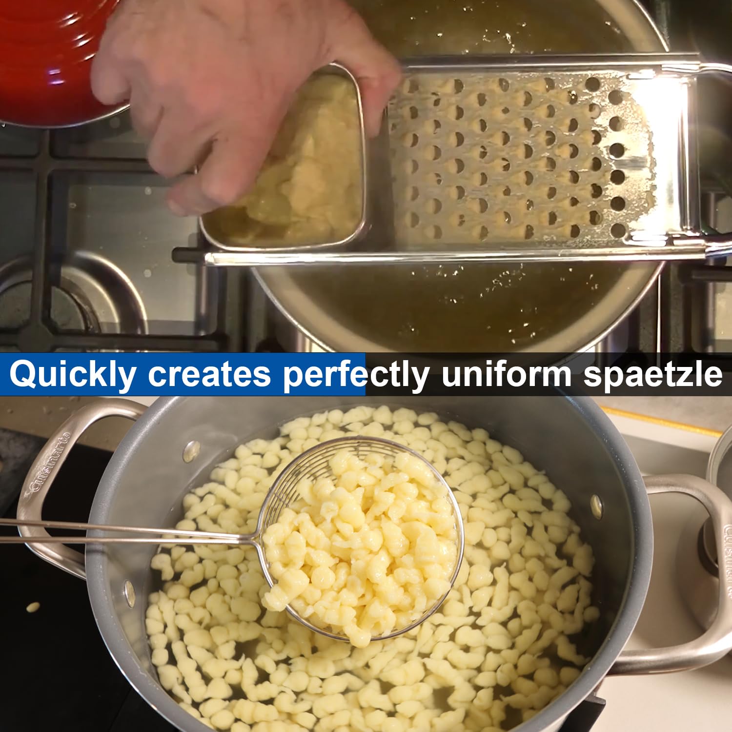 Premium Grade Stainless Steel Spaetzle Maker with Comfort Grip Handle Traditional German Egg Noodle Maker with Gift Box