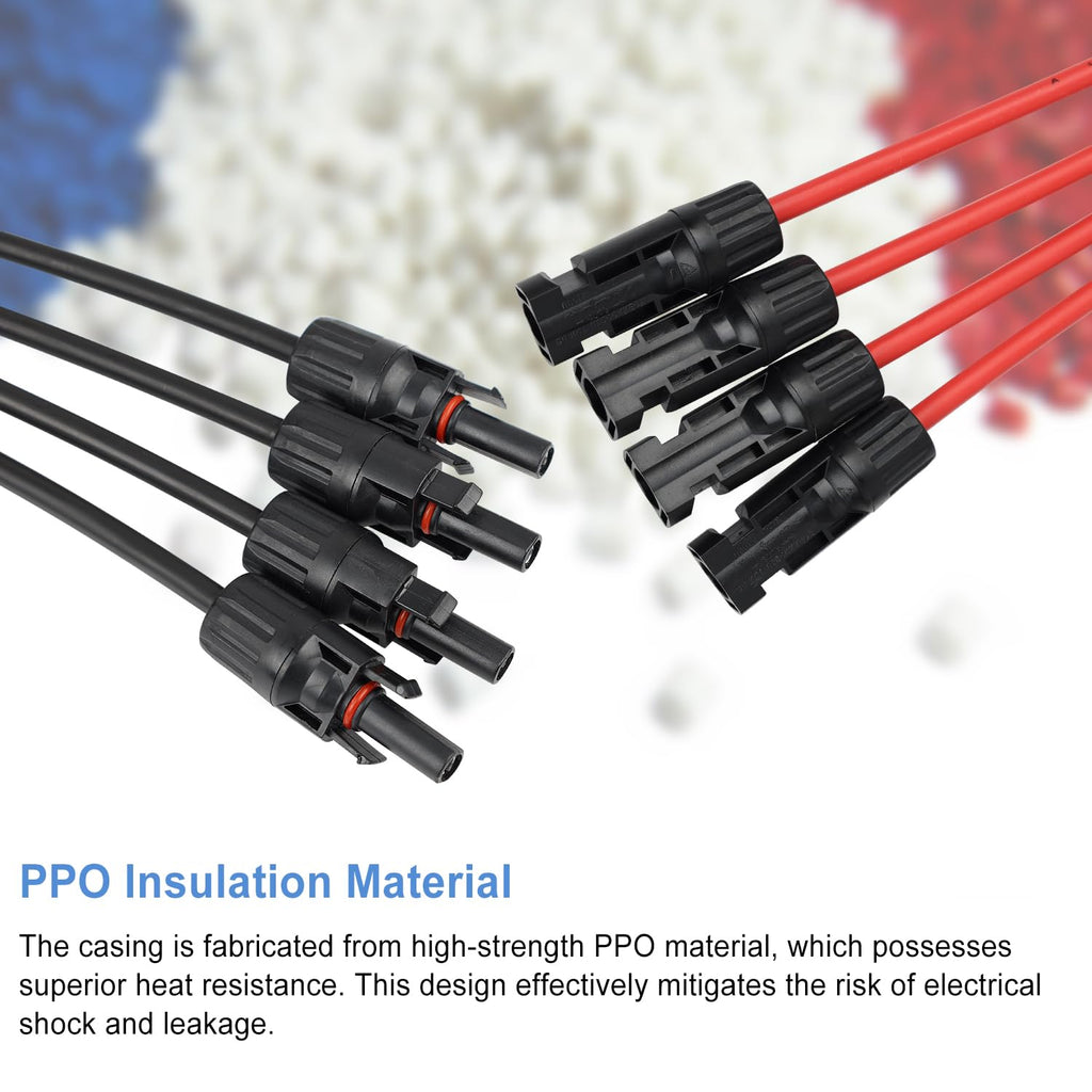 TCEUMIK Solar Panel Y Branch Connectors 1 Pair of 1 to 4 Parallel Connectors 1000V 30A Cable Wire Plug Tool Kit for Connecting Solar Panel(M/FFFF, F/MMMM) Red Black